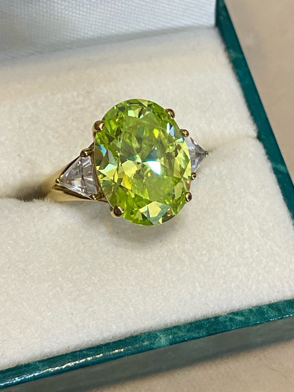 Suzanne Somers Sterling Silver Green CZ Ring Size 9